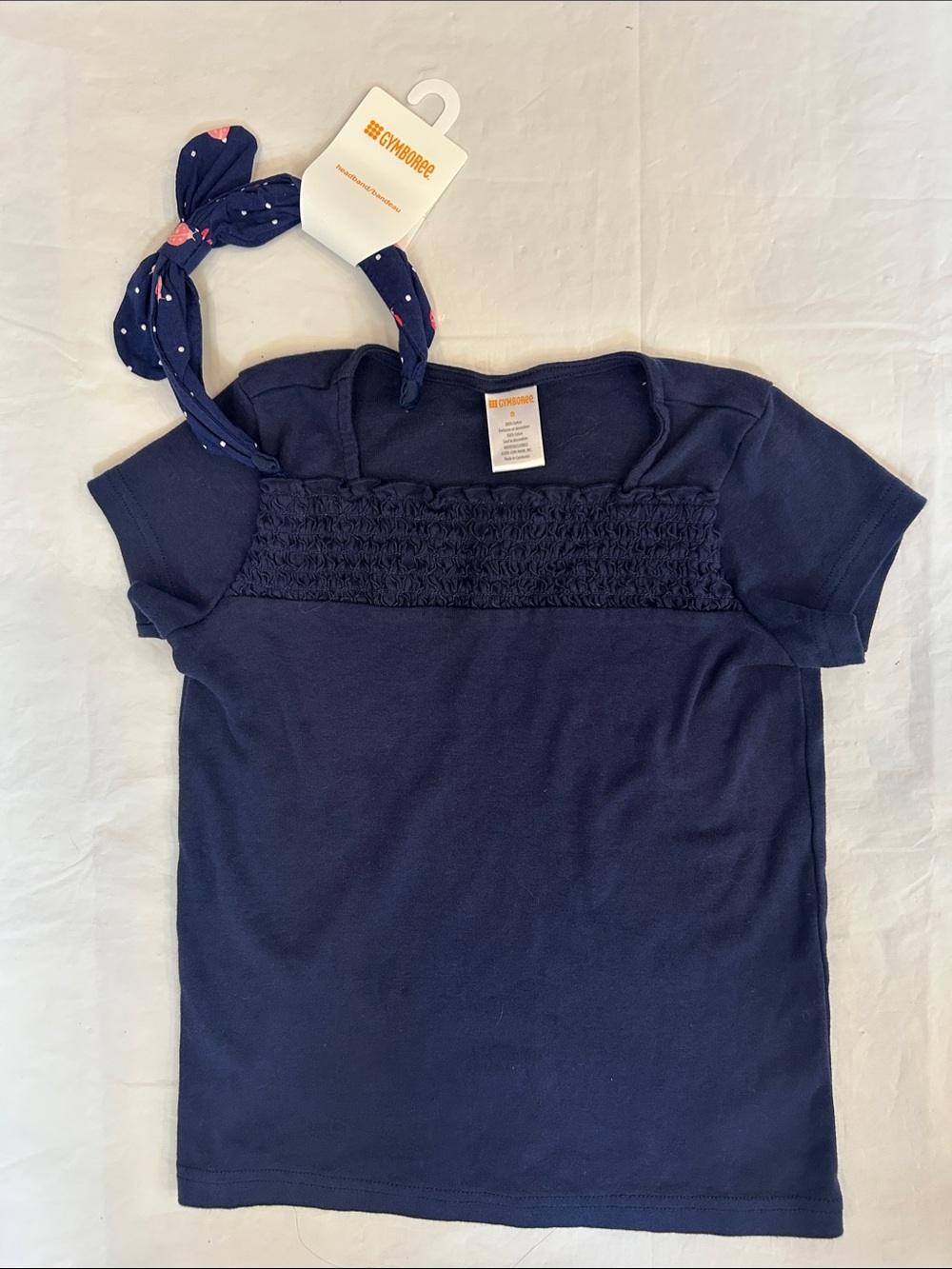 Gymboree Navy Blue Smocked Top with Navy Headband